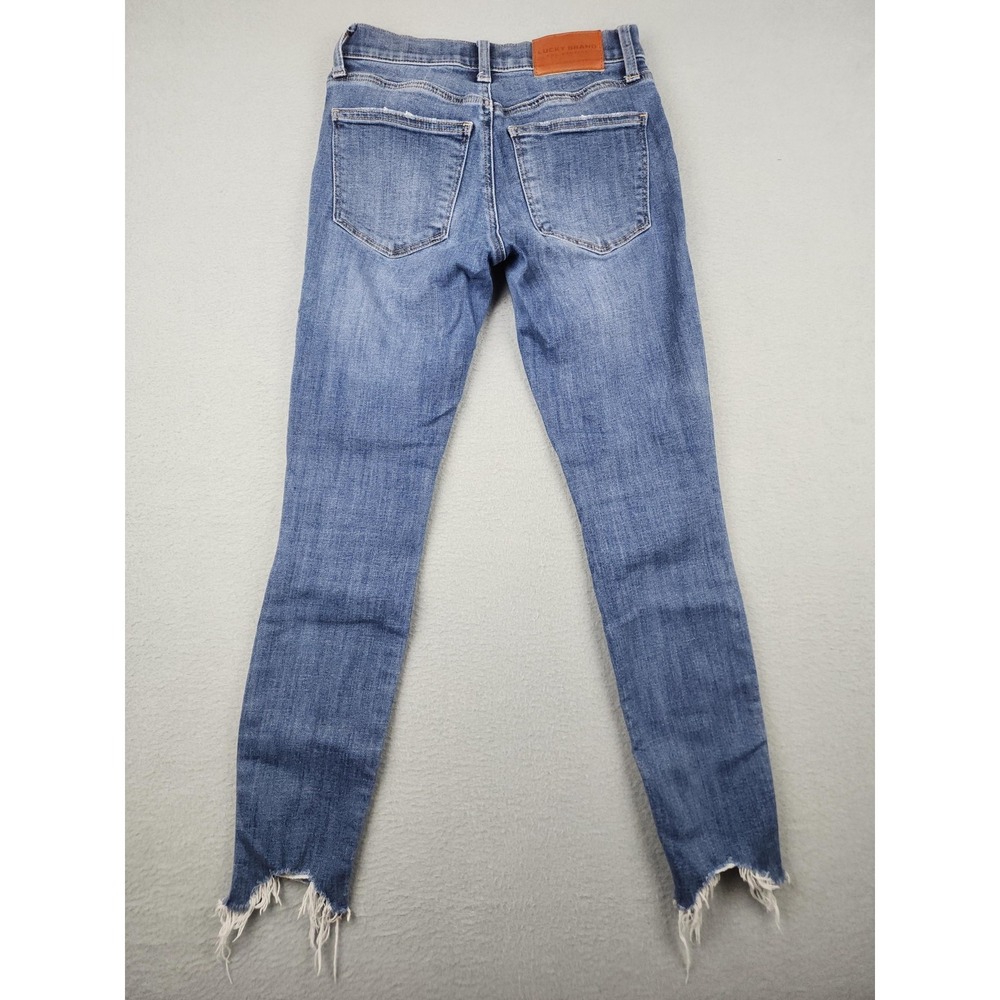 Lucky Brand Mid Rise Skinny Ava Ankle Jeans Womens 0/25 Blue Raw Hem Stretch - Picture 13 of 15